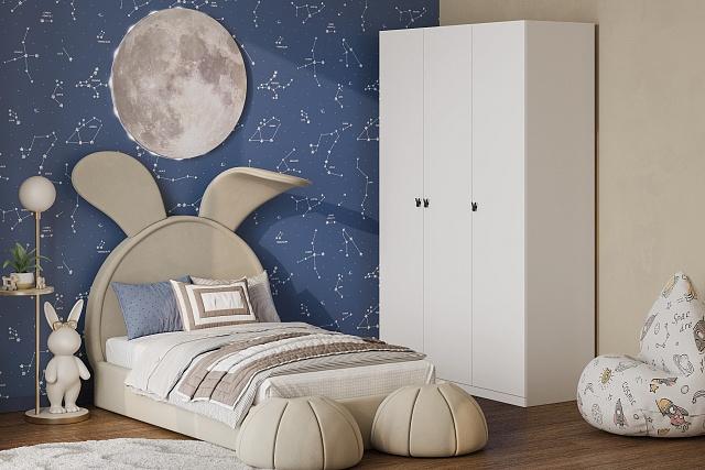 Шкаф распашной Банни - 3 МДФ Белый