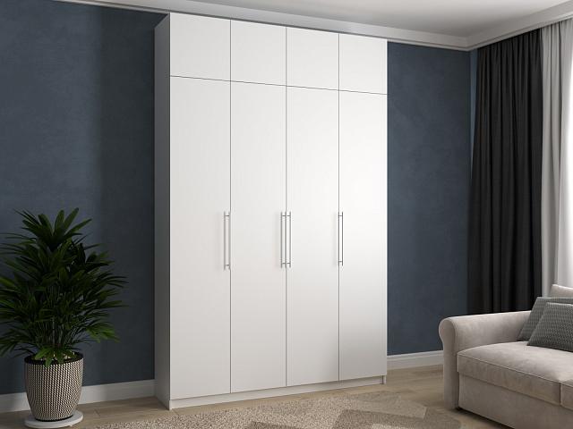 Шкаф распашной Калифорния - 4 с антресолью Белый