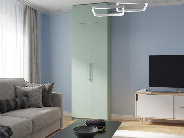 Шкаф распашной Калифорния - 2 с антресолью Пастельный Зеленый