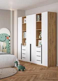 Шкаф распашной Хейсон - 16 Дуб Золотистый / Белый