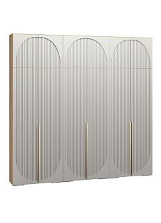 Шкаф распашной Брей - 3 с антресолью Дуб Золотистый / Кашемир