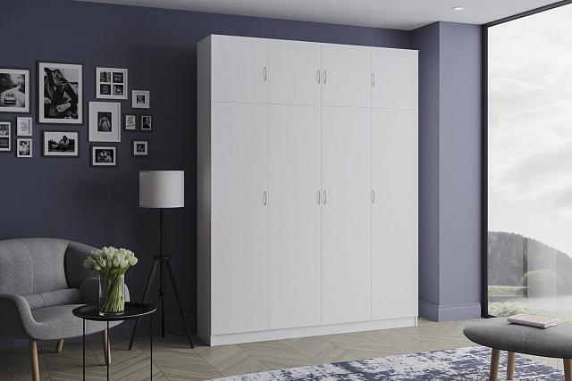 Шкаф распашной Лайт-4 с антресолью Белый