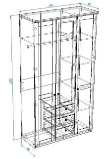 Шкаф распашной София РАХ - 15 МДФ Кашемир