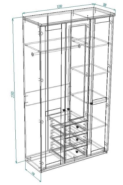 Шкаф распашной София РАХ - 15 МДФ Кашемир