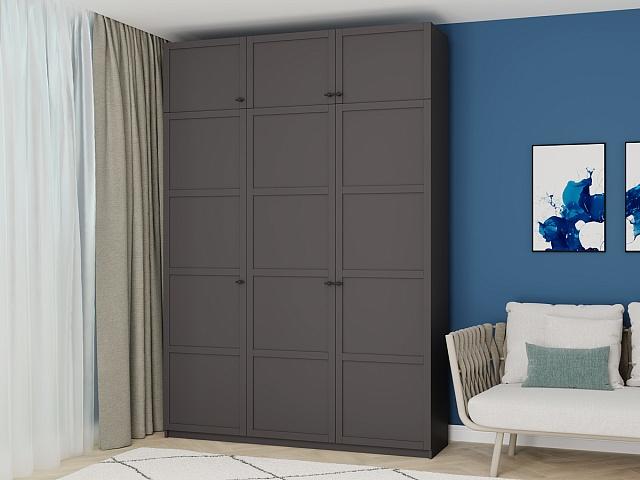 Шкаф распашной Скаген - 3 с антресолью Графит