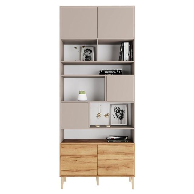 Стеллаж Скарлет - 8 Дуб Золотистый / Кашемир