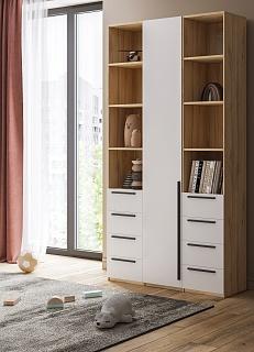 Шкаф распашной Хейсон - 28 Дуб Золотистый / Белый