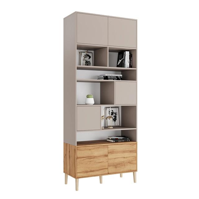 Стеллаж Скарлет - 8 Дуб Золотистый / Кашемир