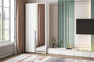 Шкаф распашной Солфорд - 2 с зеркалом Белый