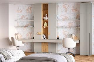 Шкаф распашной Лоренсе - 1 с антресолью Кашемир