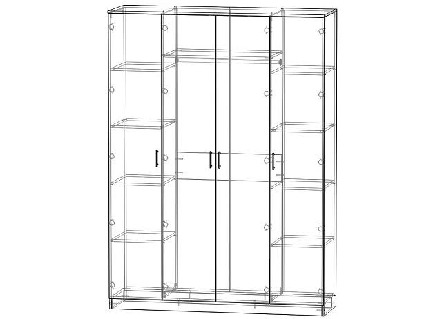 Шкаф распашной Леон - 4 МДФ