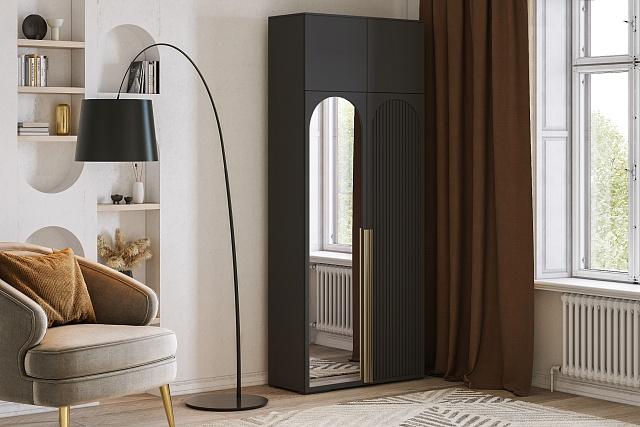 Шкаф распашной Рослин - 2.1 с антресолью Черный