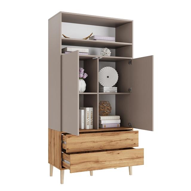 Шкаф распашной Скарлет - 13 Дуб Золотистый / Кашемир