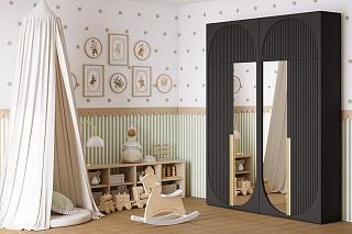 Шкаф распашной Брей - 2.1 с антресолью Черный