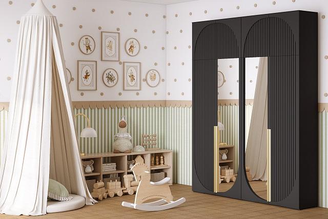 Шкаф распашной Брей - 2.1 с антресолью Черный