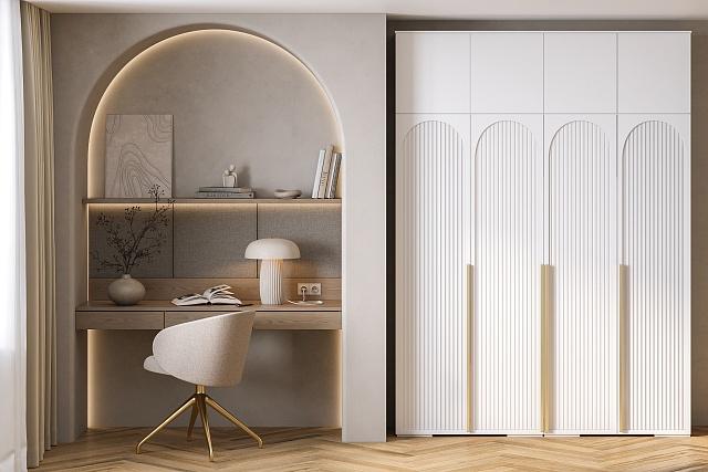 Шкаф распашной Рослин - 4 с антресолью Белый