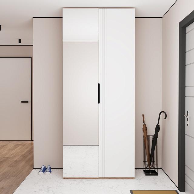 Шкаф распашной Астрис - 2 с зеркалом Белый