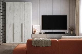 Шкаф распашной Лорена Бест - 3 с антресолью Крафт Белый