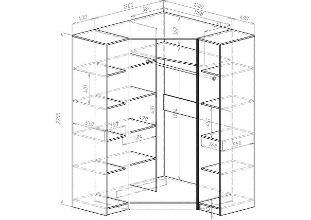 Шкаф-купе угловой Ромео - 10 Крафт Белый