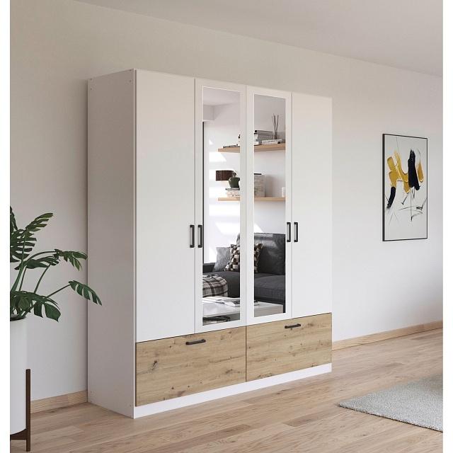 Шкаф распашной Бари - 6 Белый / Дуб Бунратти