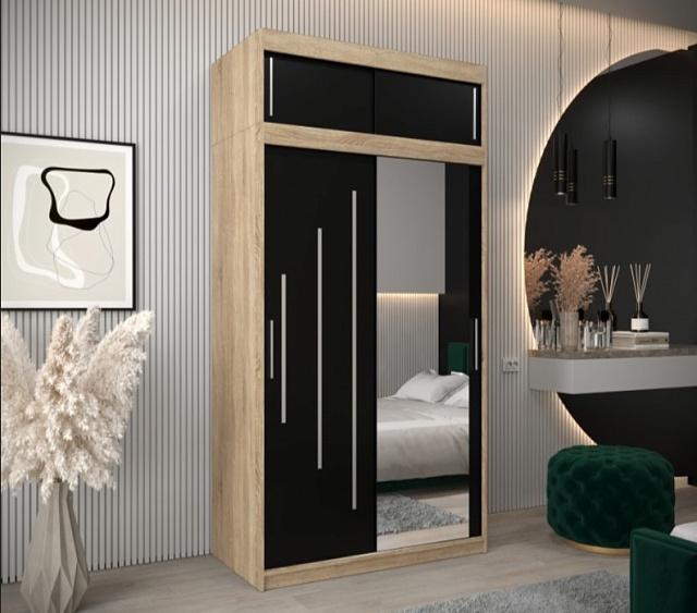 Шкаф-купе Валмиера NEW - 3А Дуб Сонома / Черный