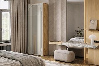 Шкаф распашной Брей - 1 с антресолью Дуб Золотистый / Кашемир