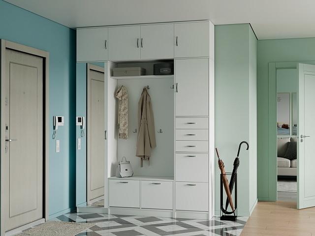 Прихожая Ольга - 8 с антресолью Белый