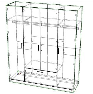 Шкаф распашной Бари - 1 Черный / Дуб Бунратти