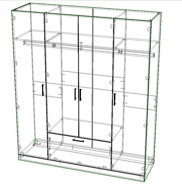 Шкаф распашной Бари - 1 Черный