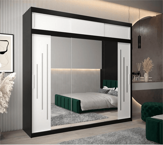 Шкаф-купе Валмиера NEW - 6А Черный / Белый