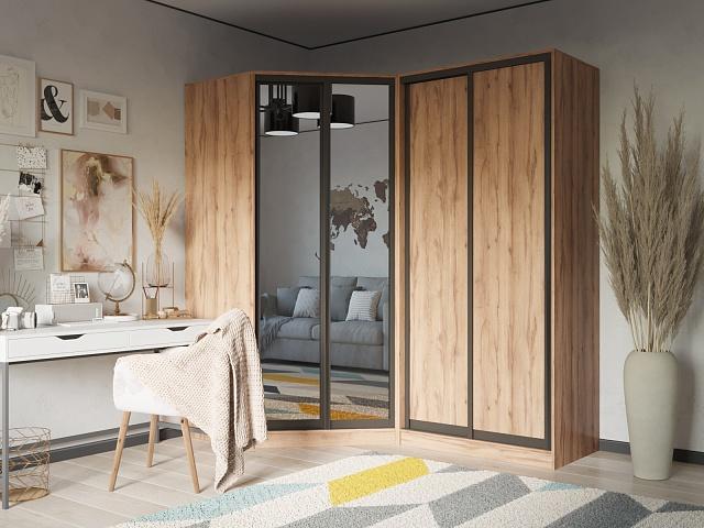 Шкаф-купе угловой Ромео - 3 Крафт Золотой