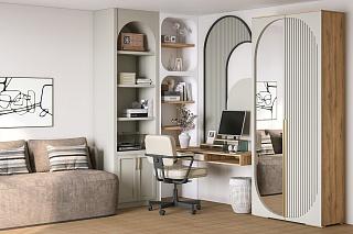 Шкаф распашной Брей - 1.1 Дуб Золотистый / Кашемир