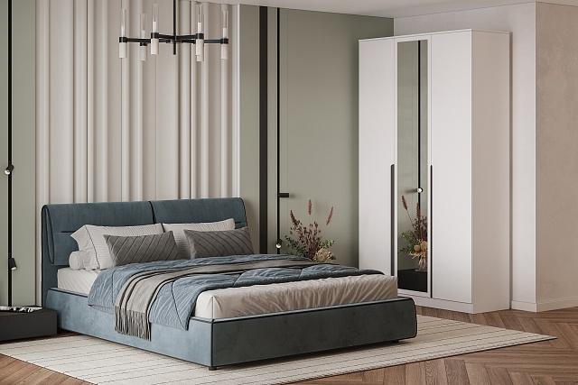 Шкаф распашной Марсель - 3 Белый с зеркалом