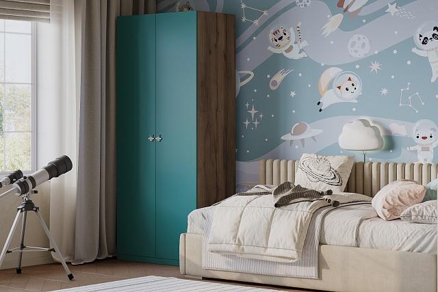 Шкаф распашной Скарабей - 2 МДФ Аквамарин