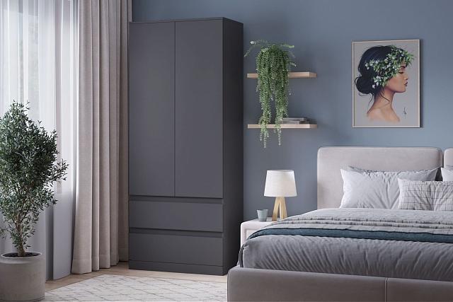 Шкаф распашной Мальм - 2 Графит