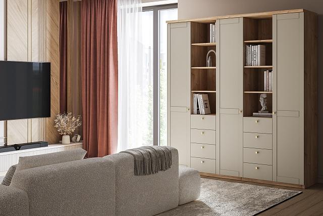 Шкаф распашной София РАХ - 21 МДФ Кастелло Медовый / Кашемир