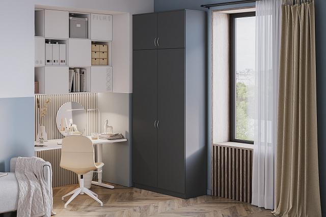 Шкаф распашной Лайт-2 с антресолью Графит