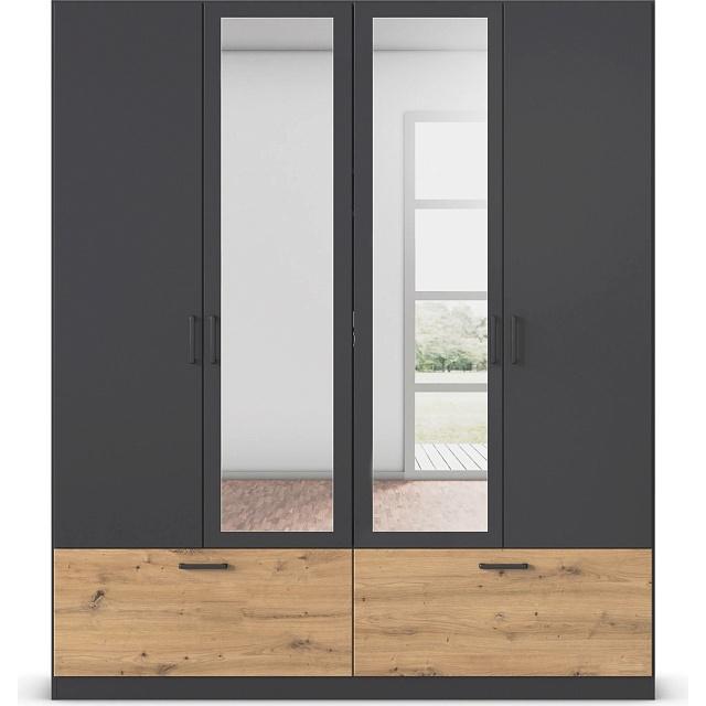 Шкаф распашной Бари - 6 Черный / Дуб Бунратти