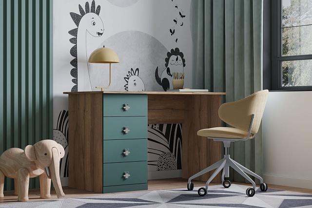 Письменный стол Скарабей - 2 МДФ Аквамарин