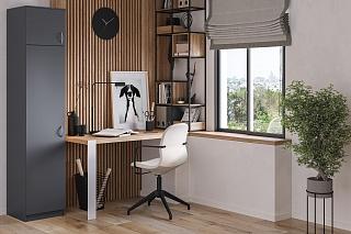 Шкаф распашной Лайт-1 Белье с антресолью Графит