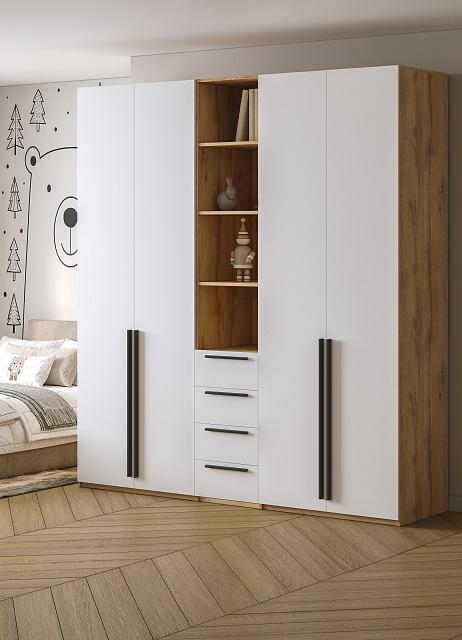 Шкаф распашной Хейсон - 21 Дуб Золотистый / Белый