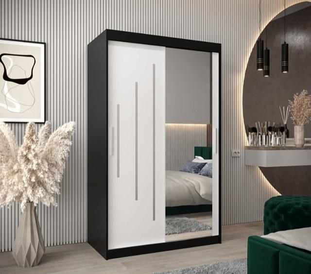 Шкаф-купе Валмиера NEW - 3 Черный / Белый