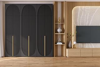 Шкаф распашной Брей - 3 с антресолью Черный