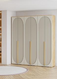 Шкаф распашной Брей - 3 Дуб Золотистый / Кашемир