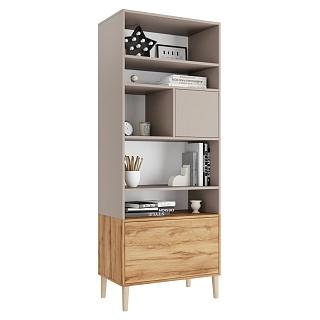 Стеллаж Скарлет - 3 Дуб Золотистый / Кашемир