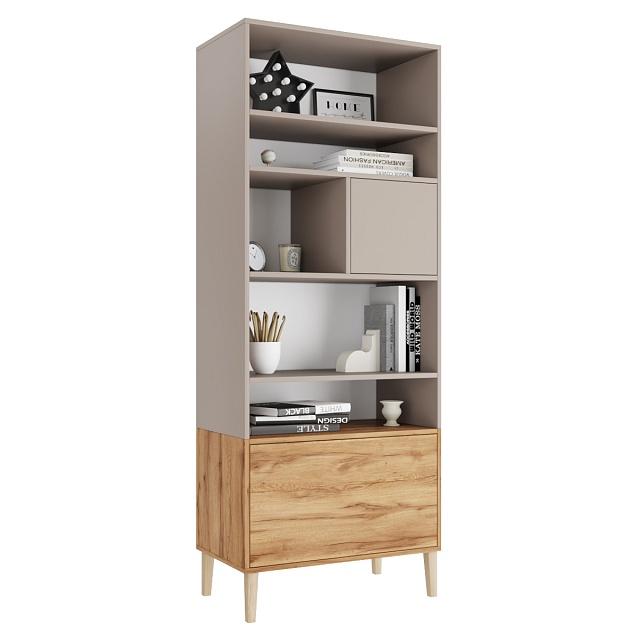 Стеллаж Скарлет - 3 Дуб Золотистый / Кашемир