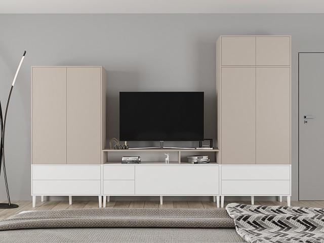 Стенка Скарлет - 1 Белый / Кашемир