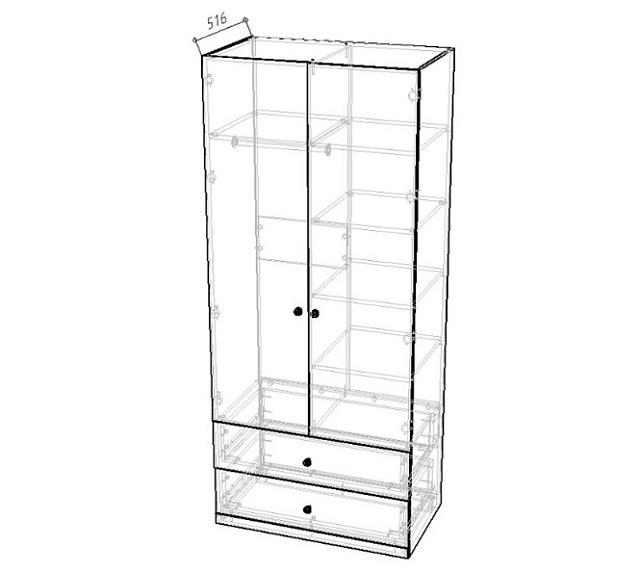 Шкаф распашной Банни - 2.2 Пастельно-Синий (Я95491)