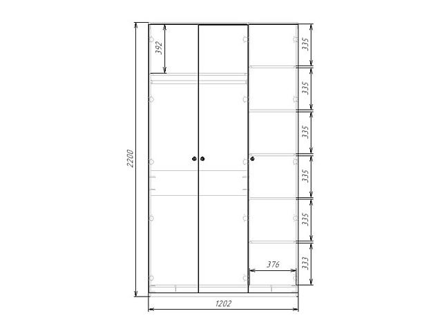 Шкаф распашной Колорадо - 3 с зеркалом МДФ