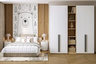 Шкаф распашной Хейсон - 17 Дуб Золотистый / Белый